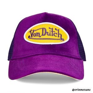 Von Dutch Purple & Yellow Velvet Trucker Hat New